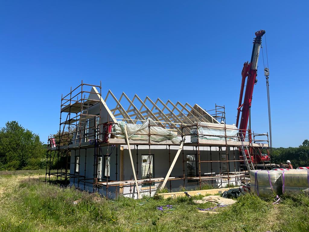 low-energy house construction in progress