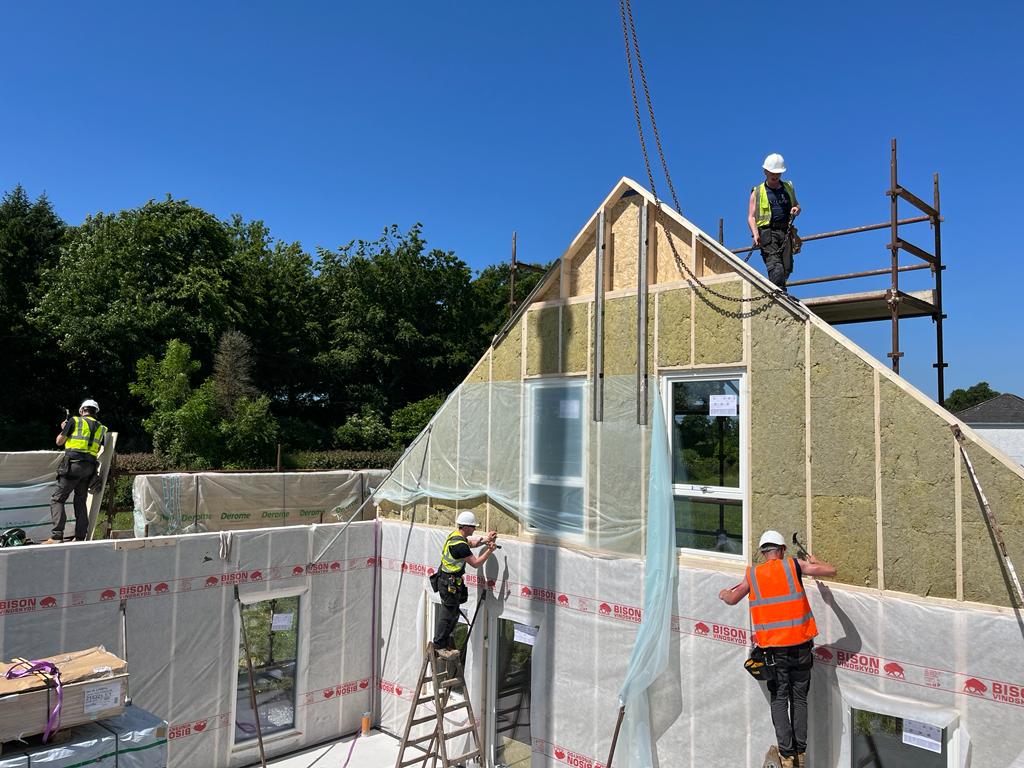 Timber frame construction with crane in Ireland